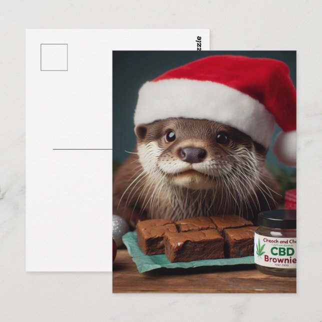 Carte Postale Père Noël Otter CBD Brownies (Devant / Derrière)