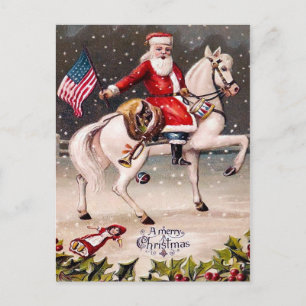 Carte Postale Père Noël patriotique vintage