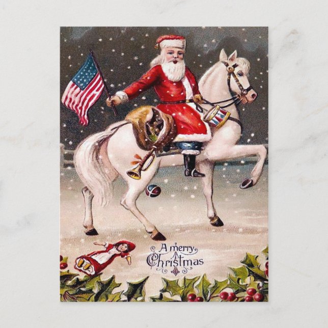 Carte Postale Père Noël patriotique vintage (Devant)