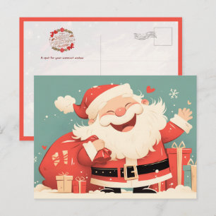 Carte Postale Père Noël préparant des cadeaux de Noël