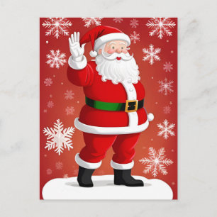 Carte Postale 🎄 Père Noël près du sapin de Noël éclairé ❄️ Fête