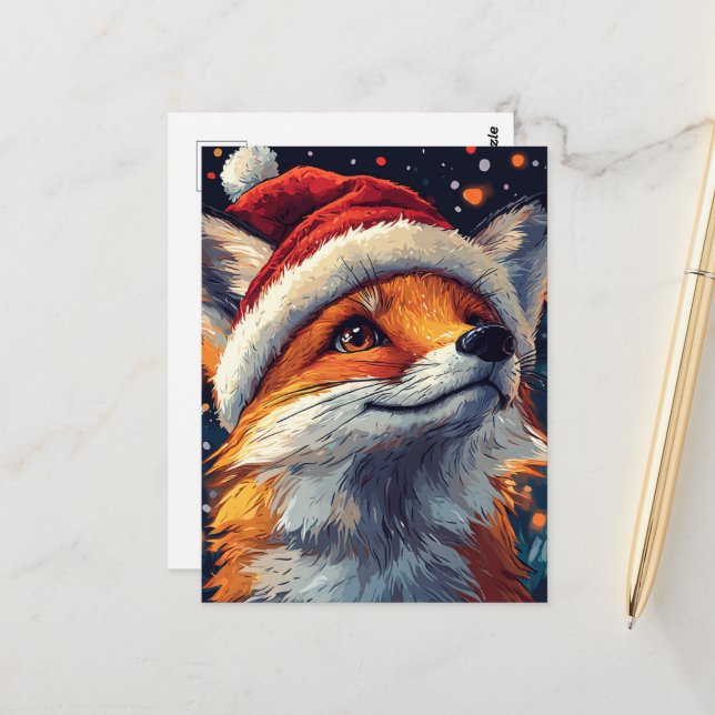 Carte Postale Père Noël Red Fox (Devant/Arrière en situation)