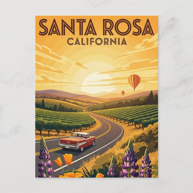 Carte Postale Père Noël Rosa California Travel (Devant)