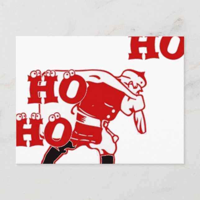 Carte Postale Père Noël rouge et blanc Marcher Ho Ho Art Imprime (Devant)