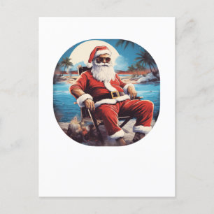 Carte Postale Père Noël sur la plage Vacances d'été de Noël