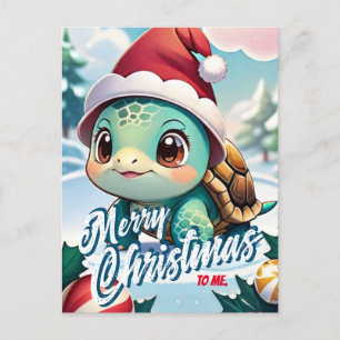 Carte Postale Père Noël Turtle Joyeux Noël à moi Salut