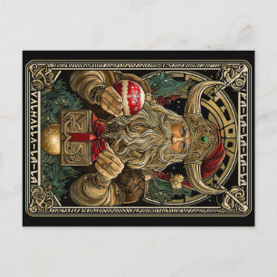 Carte Postale Père Noël Viking drôle Valhalla Noël Yule