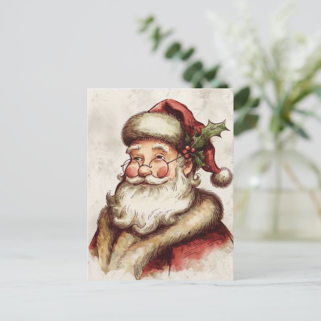 Carte Postale Père Noël vintage (Debout devant)