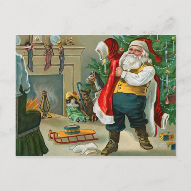 Carte postale père Noël Vintage Christmas (Devant)