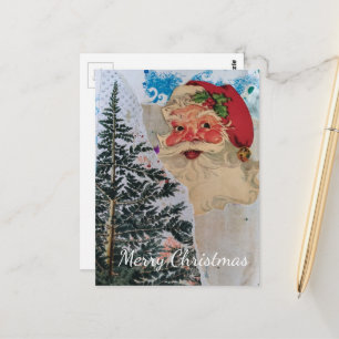 Carte Postale Père Noël vintage Collage mixte Joyeux Noël