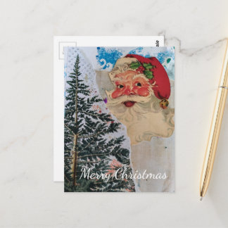 Carte Postale Père Noël vintage Collage mixte Joyeux Noël