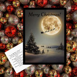 Carte postale Père Noël vintage sous Pleine lune<br><div class="desc">C'est une vieille carte de Noël des années 60 qui s'est renouvelée grâce à la magie de Zazzle. La carte montre Père Noël et son renne sous une pleine lune. L'immense sapin et solitaire de la scène,  feuille,  émerveillé et ébloui de la saison des fêtes.</div>