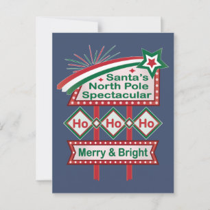 Carte Postale Père Noël's Retro Marquee - Ho Ho Ho Joyeux et lum
