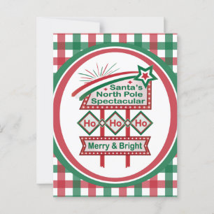 Carte Postale Père Noël's Retro Marquee - Ho Ho Ho Joyeux et lum