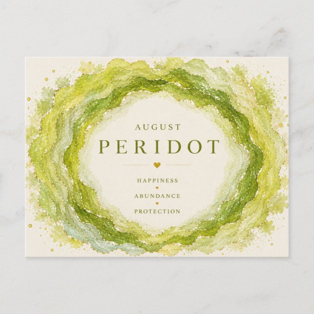 Carte Postale Péridot Pierre de Naissance d'Août (Devant)