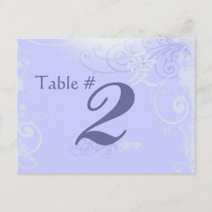 Carte Postale Périwinkle Kanji Love Swirl Mariage Numéro de tabl