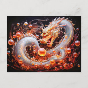 Carte Postale Perle de Sagesse Dragon Chinois à l'Aérographe ave