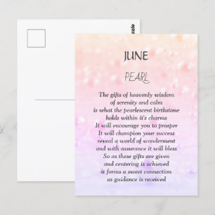 Carte Postale Perle pierre de naissance d'anniversaire de juin