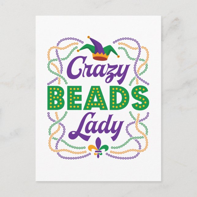 Carte Postale Perles folles Lady Mardi Gras Perle Lover (Devant)