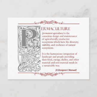 Carte Postale Permaculture - Une définition (1) Rouge et gris