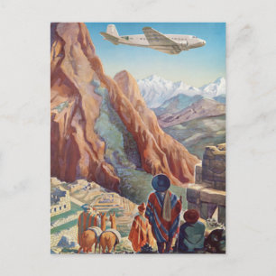 Carte Postale Pérou vintage des Incas via Pan American Travel