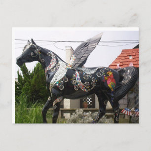 Carte Postale Perroquet à cheval ailé et parties scintillant