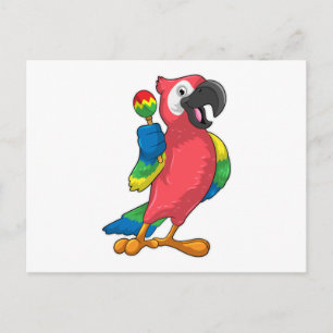 Carte Postale Perroquet à la musique avec maracas