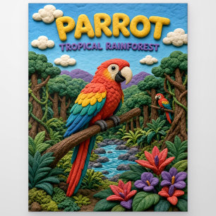 Carte Postale Perroquet, Art en argile de la forêt tropicale hum