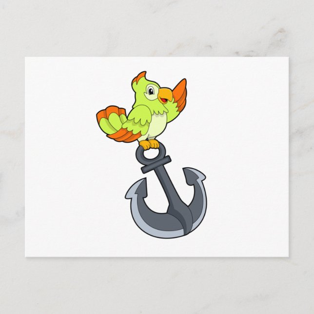 Carte Postale Perroquet avec ancre (Devant)