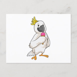Carte Postale Perroquet avec glace au gaufre
