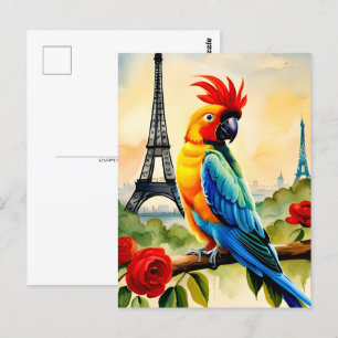 Carte Postale Perroquet avec tour Eiffel, Poste