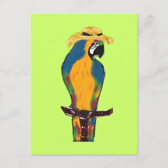 Carte Postale Perroquet bleu et jaune (Devant)