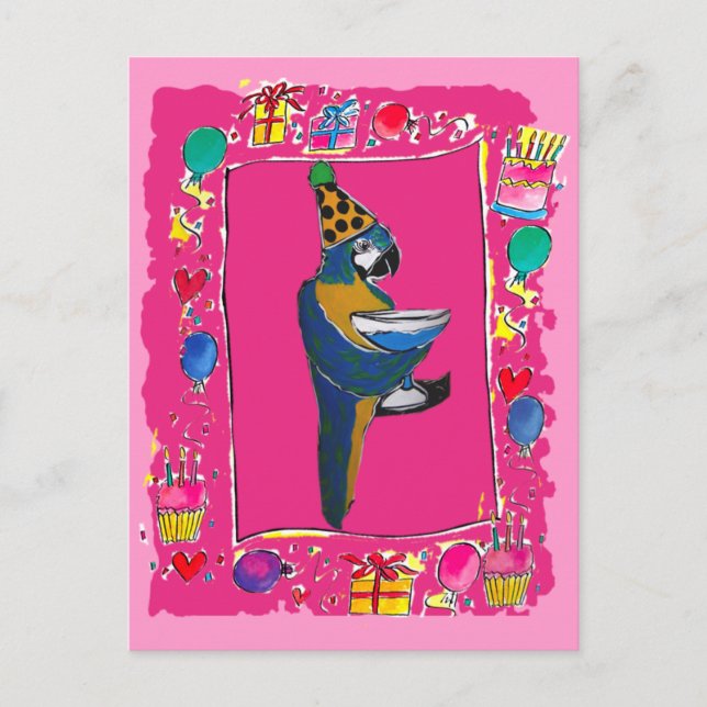 Carte Postale Perroquet d'anniversaire (Devant)