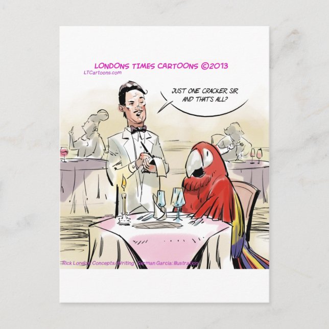 Carte Postale Perroquet Dîner de Luxe Drôle (Devant)