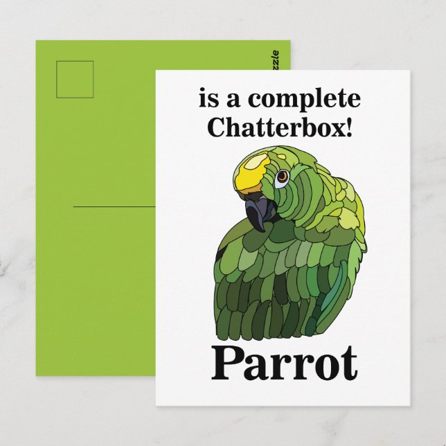 Carte Postale Perroquet Oiseau Babillard Drôle (Devant / Derrière)