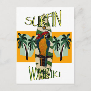 Carte Postale Perroquet Surfeur