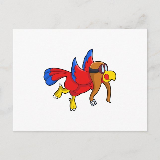 Carte Postale Perroquet volant en tant que pilote (Devant)