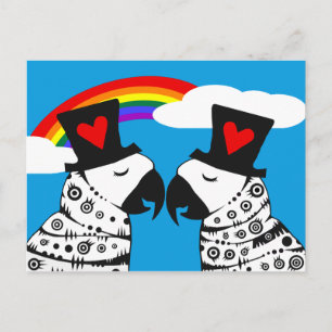 Carte Postale Perroquets de la fierté gay avec arc-en-ciel