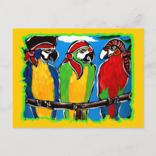 CARTE POSTALE PERROQUETS DE PIRATES