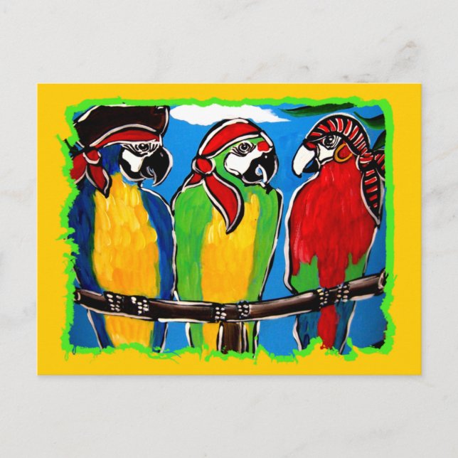 CARTE POSTALE PERROQUETS DE PIRATES (Devant)