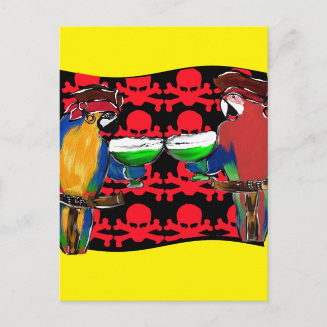 CARTE POSTALE PERROQUETS DE PIRATES (Devant)