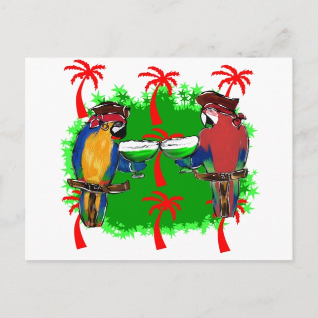 CARTE POSTALE PERROQUETS DE PIRATES (Devant)