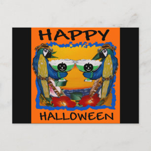 CARTE POSTALE PERROQUETS D'HALLOWEEN