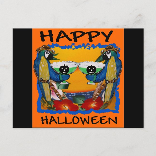 CARTE POSTALE PERROQUETS D'HALLOWEEN (Devant)