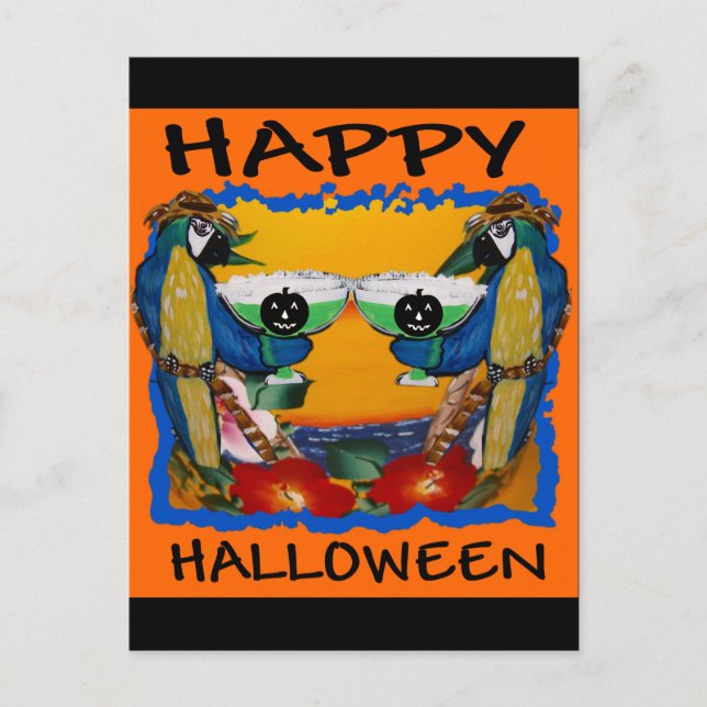 CARTE POSTALE PERROQUETS D'HALLOWEEN (Devant)