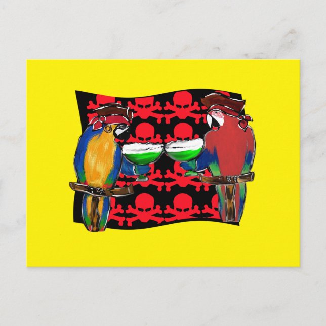 CARTE POSTALE PERROQUETS PIRATES (Devant)