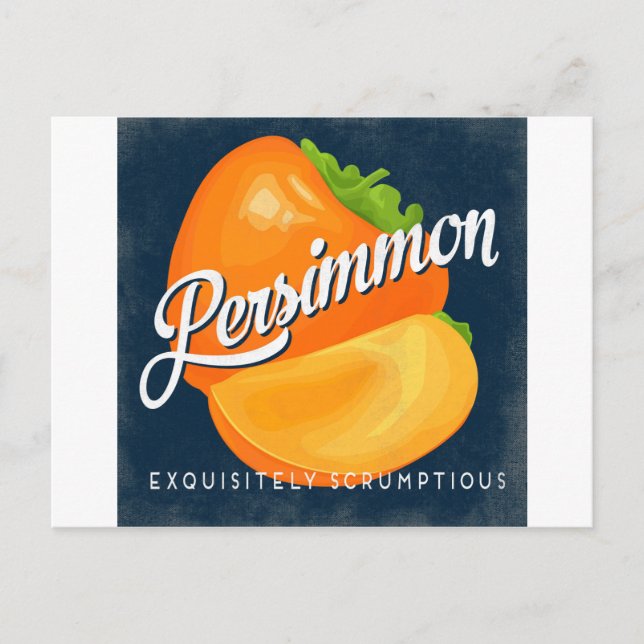 Carte Postale Persimon Vintage Fruit Étiquette Retro (Devant)