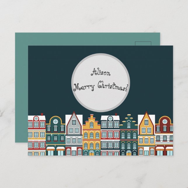Carte Postale Personalised Christmas Eve Houses  (Devant / Derrière)