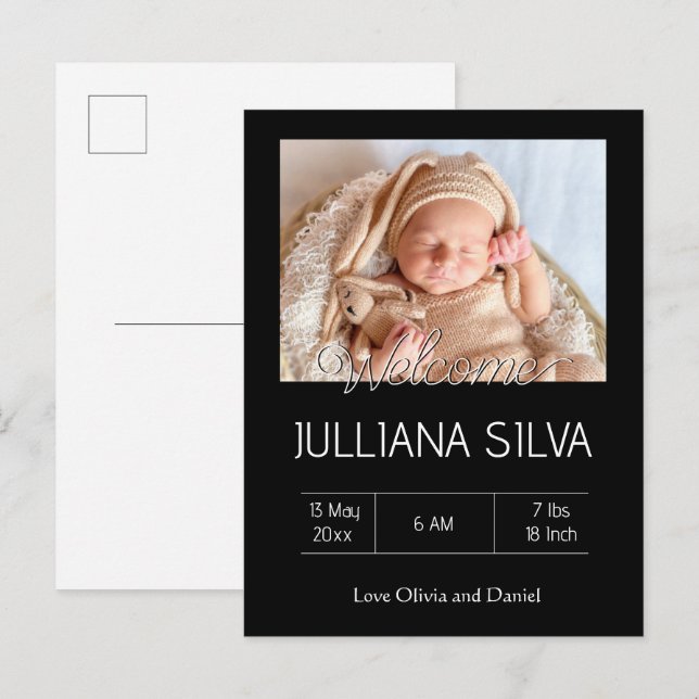 Carte Postale personalized baby Birth announcements  (Devant / Derrière)