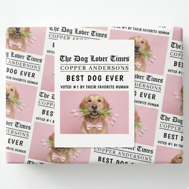 Carte Postale Personalized “Best Dog Ever” Dog Newspaper (Créateur téléchargé)